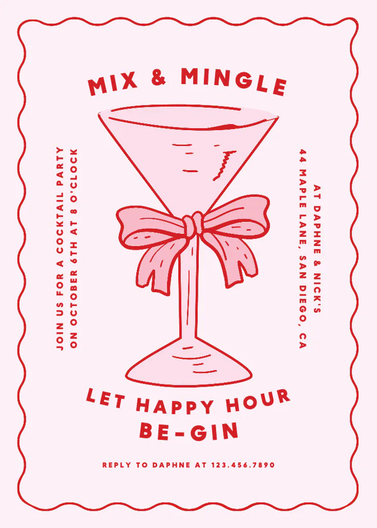 Bubbly bow - cocktail party invitation